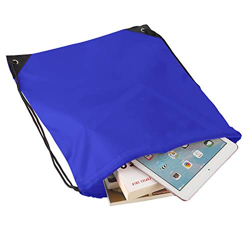 Kuuqa 12 Pcs Drawstring Backpack Bags Sport Gym Sack Cinch Bags Bulk For School Traveling And Storage (Blue) #TOP3