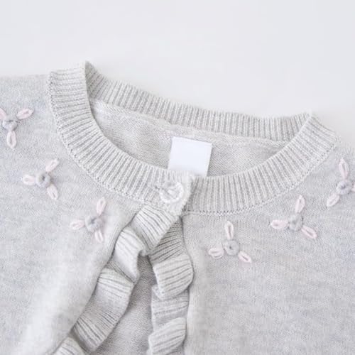 Girls' Short Knitted Cardigan, Comfortable Ruffle Edge, Versatile Coat for Spring, Autumn and Winter3