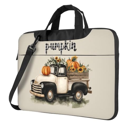 Sac d'ordinateur 15.6 pouces vintage avec motif citrouilles et tournesols pour homme et femme