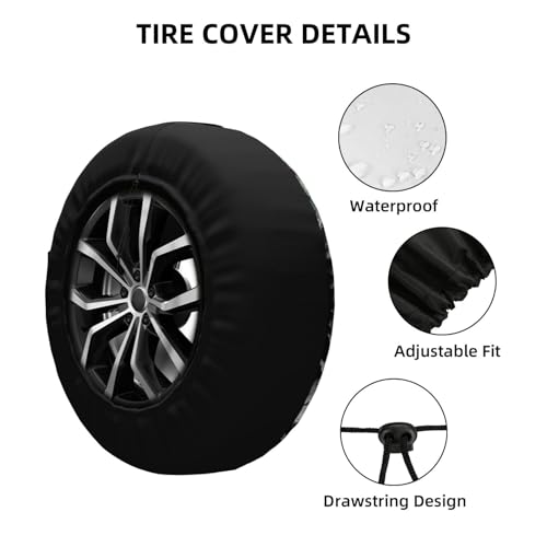Image of Skull Spare Tire Cover, Universal Wheel Tire Cover Funny Skull Skeleton Tire Protectors for Trailer RV SUV Truck Camper 14 Inch