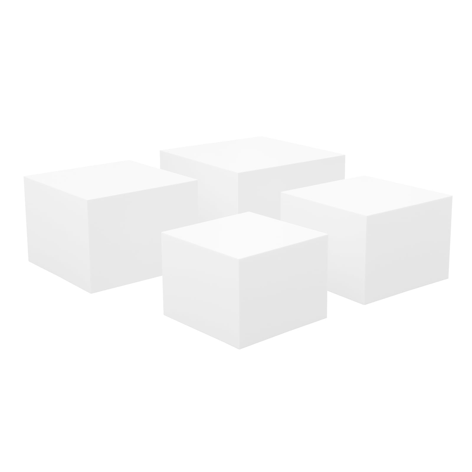 Juego de 4 soportes para tartas de acrílico blanco, cuadrados, en 4 tamaños (8, 9, 10, 12 pulgadas), soporte apilable para cupcakes, para bodas, cumpleaños, fiestas, panaderías, etc