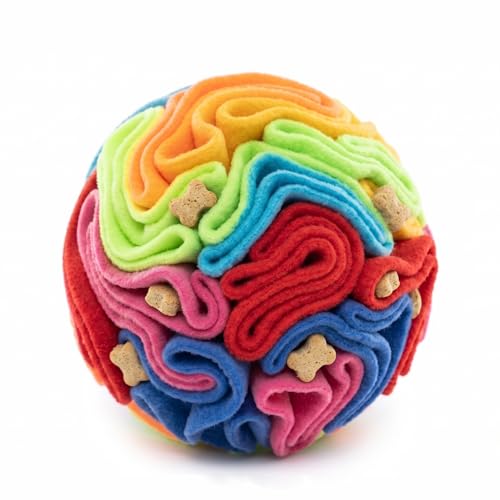 Adorepaw Snuffle Ball for Dogs - Soft Polar Fleece Interactive Puzzle Toy for Mental Stimulation & Boredom - Safe Plastic-Free Foraging Game & Slow Feeder to Keep Pets Busy Indoors