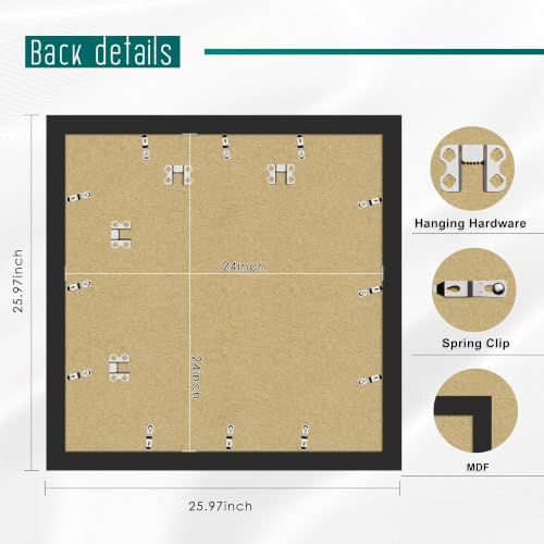 Image of Picrit 24x24 Black Poster Frame, Picture Frame for Wall, 3 Pack