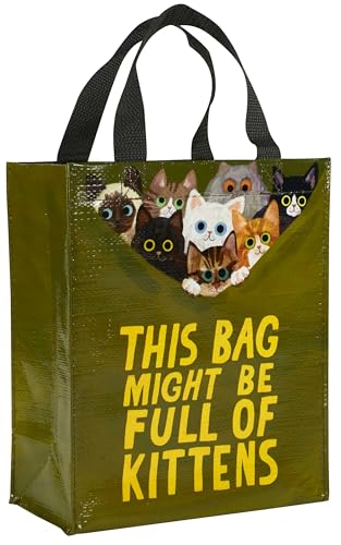 Blue Q Handy Tote Bag - This Bag Might Be Full of Kittens - Recycled & Reusable Sturdy Canvas Shopping Bag with Quirky Art and Handles 95% Recycled Material Ideal for Lunch 10 h x 8.5 w x 4.5 d