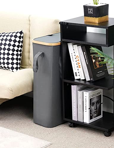 Yamagahome 52L Slim Laundry Hamper With Lid, Narrow Laundry Hamper With Removable Bag, Slim Laundry Basket With Lid, Thin Hamper Basket Made Of Bamboo And Oxford For Bedrooms, Bathroom, Rv, Gray #TOP1