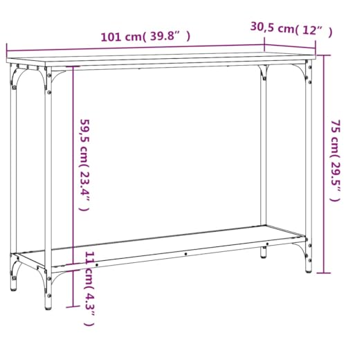 Mesa consola de entrada para pasillo y salón con patas ajustables marrón efecto roble 3