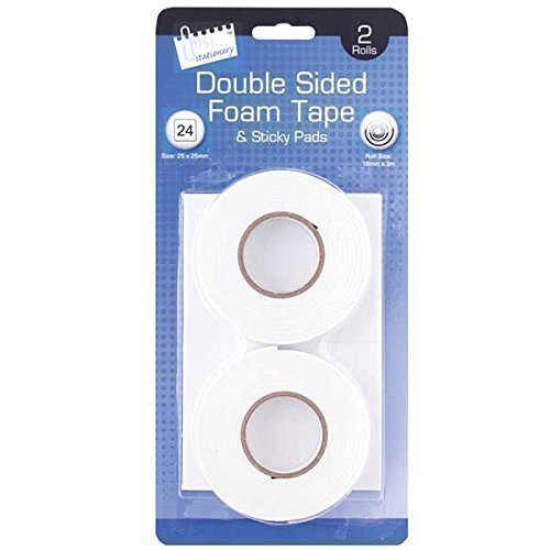 2 x Rotoli Lati 18mm Schiuma Nastro 24 Cuscinetti