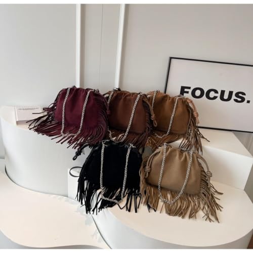 Women Tassel Hobo Bags Fringe Hippie Crossbody Faux Suede Shoulder Bag Hobo Messenger Bag Boho Purse Wallets4