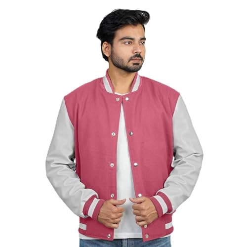 Image of Men's Fashion Varsity Jacket Causal Slim Fit Wool Letterman Baseball Bomber Jackets