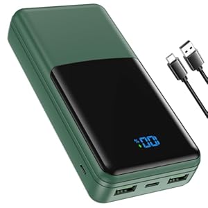 Coblob Power Bank 27000mah, Powerbank Fast Charging with Usb C, External Battery Pack, Mobile Phone Portable Charger with LED Display, PD 3.0 QC 4.0 Charging Bank with 3 Outputs & 2 Inputs (Green)
