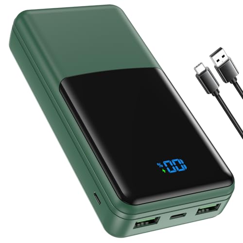 Coblob Power Bank 27000mah, Powerbank Fast Charging with Usb C, External Battery Pack, Mobile Phone Portable Charger with LED Display, PD 3.0 QC 4.0 Charging Bank with 3 Outputs & 2 Inputs (Green)