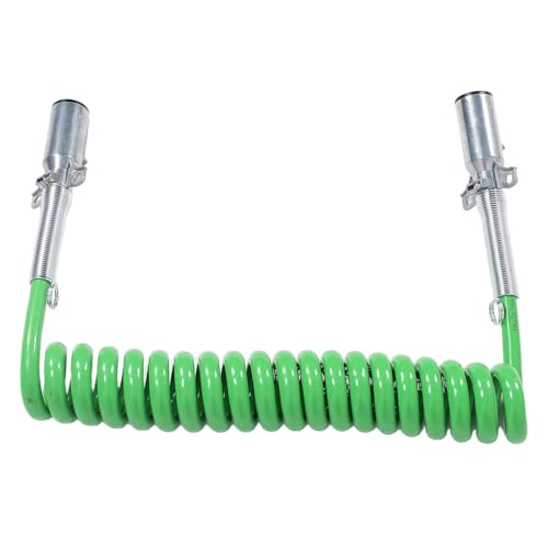 7 Way Trailer Cord, 7 Way Coiled Trailer Cord 15ft Enhanced Performance Electrical Power Coil Cable Wire for Semi Truck Tractor RV Campers Caravan