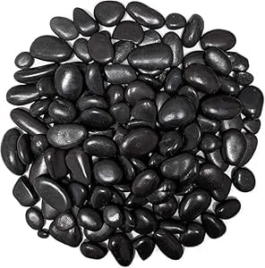 Vsell24 3-5 cm Black Decorative Pebbles River Rock – Large Black Light Polished Stones for Glassware, Vases, Outdoor Garden, Lawn, and Aquariums (1 Kg)