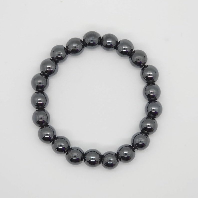 LKBEADS Naturalna hematyt 8 mm rondelle smooth 7 cali półprecyzyjne koraliki bransoletka z koralikami dla mężczyzn i kobiet, uzdrawiająca, kryształowa, rozciągliwa, bransoletka z koralikami, uniseks,