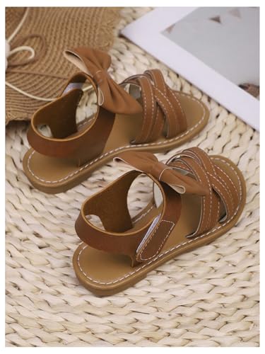 GORGLITTER Girl's Bow Criss Cross Sandals Strappy Open Toe Ankle Strap Summer Shoes2