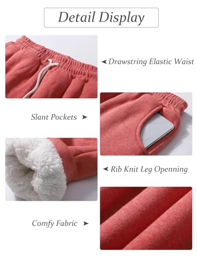 Flygo Women's Winter Warm Fleece Joggers Pants Sherpa Lined Athletic Active Sweatpants
