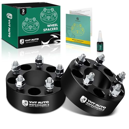 YHTAUTO 5x4.5 Wheel Spacers 2 Inch Fits Toyota, Ford, Jeep MK, Honda, Dodge, KIA, Hyundai, Chrysler & Mazda Models 5x114.3mm Tire Spacers w/ 12x1.5 Studs 73 mm Hub Bore 5 Lug 2Pcs Black Wheel Adapter