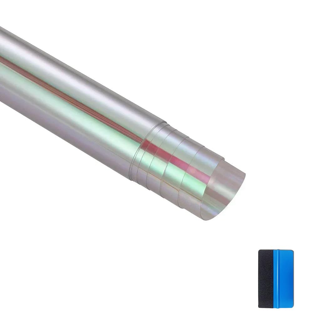 12 by 48 inches Self Adhesive Auto Car Tint Chrome Chameleon Headlight Taillight Fog Light Vinyl Smoke Film Sheet Sticker Cover (Chameleon Transparent)