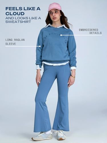 Image of CAVA Essential Sweatshirt for Women | Brushed Fleece, Round Neck, Full Sleeves, Ribbed Cuffs, Embroidery Detail | Cozy Loungewear & Travelwear