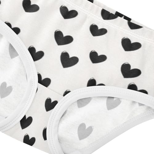 Soft Girls' Panties Organic Underwear for Young Girls Black Heart in Sizes 2T,3T, 4T, 5T, 6Y and 8Y4