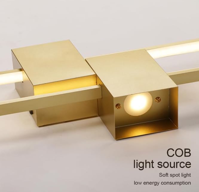 Image of 600mm Gold Oblong LED Wall Light|Modern Oblong Wall Lamp for Bedroom, Living Room, Hallway, Bedside - 3-in-1 Color Modes (Warm White, Cool White, Natural White)