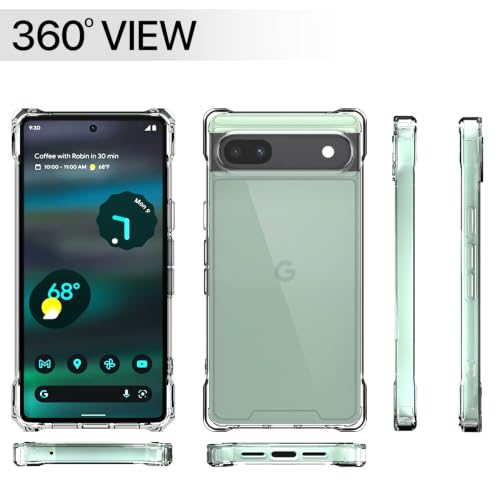 Image of Outlouders Back Cover for Google Pixel 6A 5G Clear Transparent PC + TPU Bumper Case with Raised Edges for Shockproof Protection (Transparent)