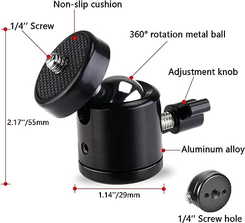 Image of Barbet Swivel Mini Ball Head 1 /4 inch Screw 360 Degree Aluminium Alloy Body Rotating Swivel Mini Tripod Ball Head with 1 /4 inch Screw Thread Base Mount for DSLR Camera Camcorder Accessories (Pack of 1)