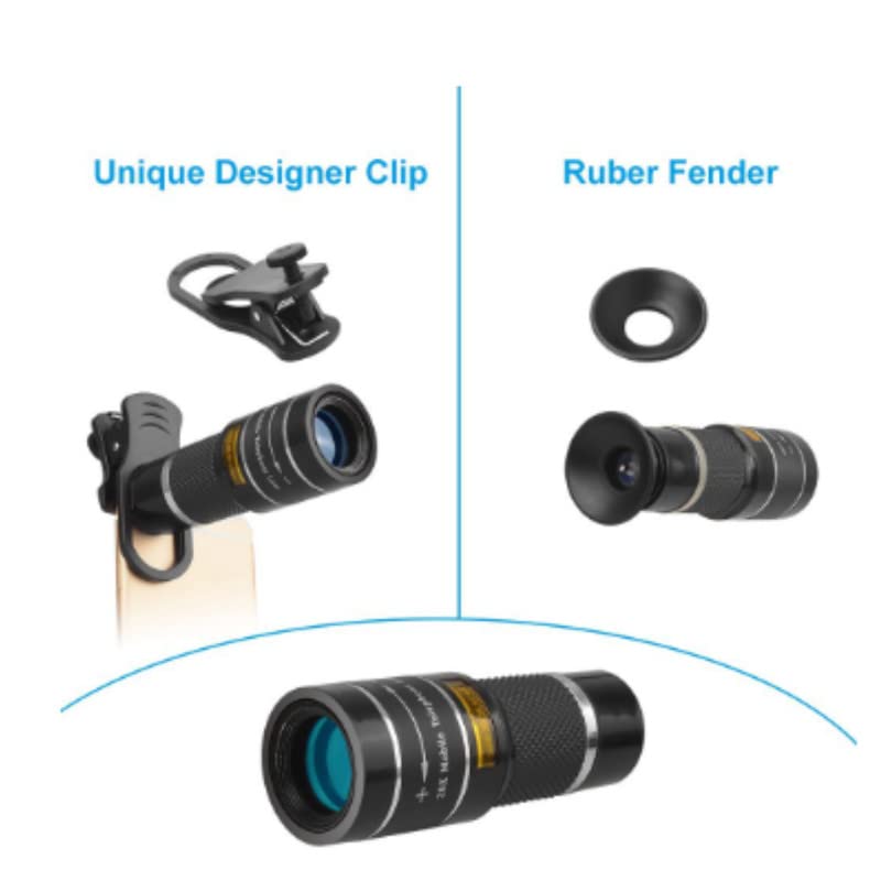 Image of Elevea 16x HD Optical Zoom Mobile Telephoto Lens Kit Dual Focus Magnification Lens Telescope for Outdoor Hiking, Bird Watching Hunting, Camping (16x Metal Lens) (20x mini Lens)