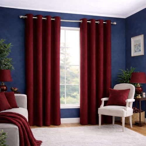 Image of Blackout Curtains for Bedroom Pack of 2 - Maroon 9 Feet Long, 4.5 Ft Wide, Thermal Insulated Room Darkening Curtains, Light Blocking, Noise Reducing & Energy Saving Drapes (9 x 4.5 Ft)