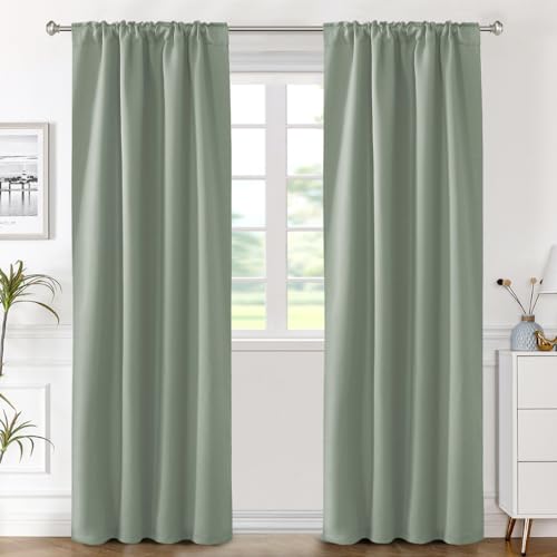 Image of H.VERSAILTEX Blackout Curtains Thermal Insulated Window Treatment Panels Room Darkening Blackout Drapes for Living Room Back Tab /Rod Pocket Bedroom Draperies (2 Panels, Cyan, 42 x 84 Inch)