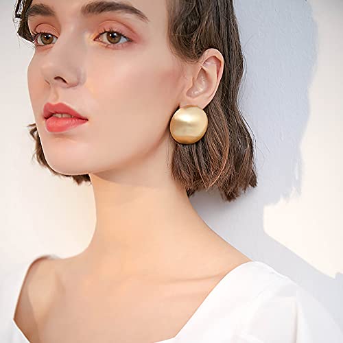 Half Ball Dome Stud Earrings 925 Sterling Silver Post Pin For Women Girls Hypoallergenic Nickel Free Gold Plated Round Moon Post Studs Minimalist Fashion Boho Mother's Day Jewelry #TOP1