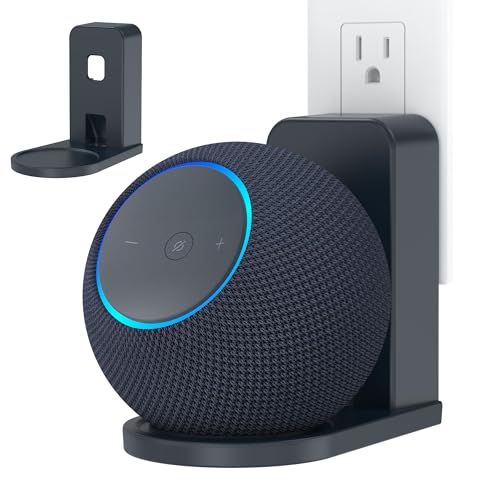 HomeMount Dot Max Wall Mount & Nest Mini Wall Mount Plug-in Speaker Holder No Drill Space Saving Stand with Hidden Cable Management Stable Fit Keeps Outlet Free Clear Sound (Graphite 1 Mount)