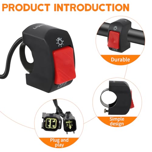 Alpha Rider Headlight Kill Switch for Talaria Sting R MX4 Plug and Play Help Save Battery LED Headlight On/Off Switch with Button