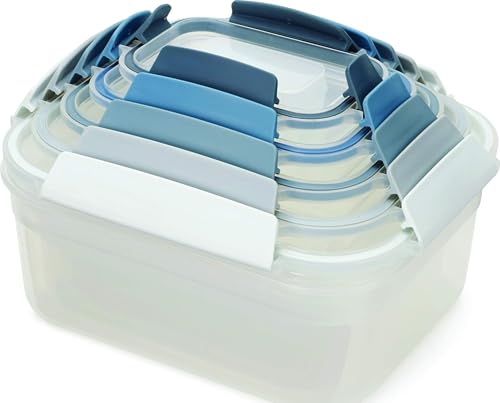 Image of Joseph Joseph Nest Lock Plastic BPA Free Food Storage Container Set with Lockable Airtight Leakproof Lids, 10-Piece, Sky