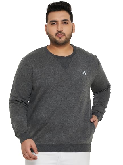 austivo Men's Full Sleeve Solid Round Neck Plus Size Sweatshirt-picture-23