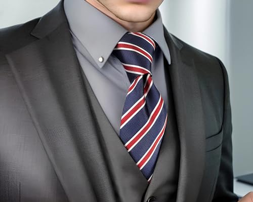 S&W SHLAX&WING Gravatas extra-longas listradas para homens Gravata com listras vermelhas azuis para