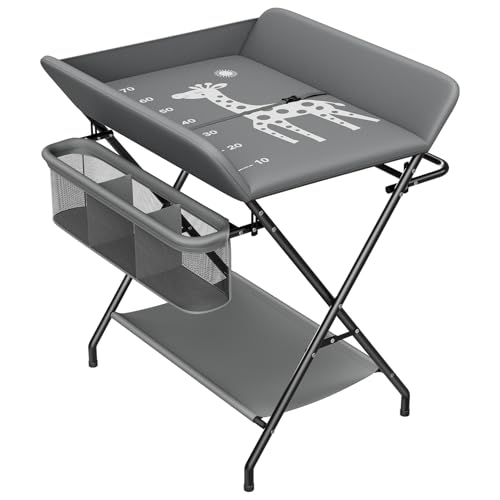 Ezebaby Foldable Nappy Changing Table 4-in-1 with Waterproof Oxford Cloth and Large Storage Bags & Racks