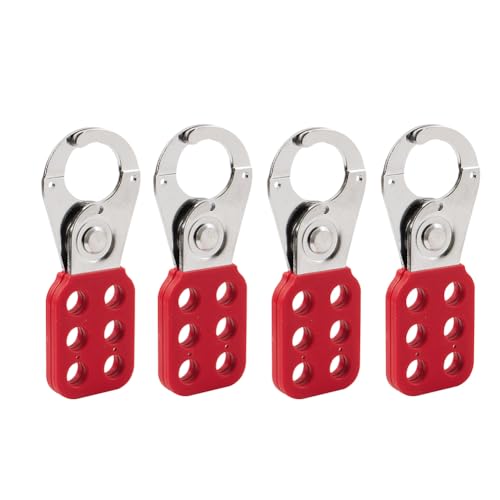 Image of 4 Pack Stainless Steel Lockout Tagout Hasp 6 Hole,Lock Out Tamper-Proof and Impact-Resistant Loto Hasp PA Plastic-Sleeved Handle Heavy Duty