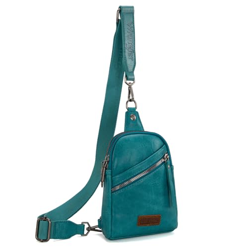 Image of Wrangler Small Sling Bag for Women, Leather Crossbody Bags Cross Body Purse Fanny Packs with Adjustable Strap for Gift