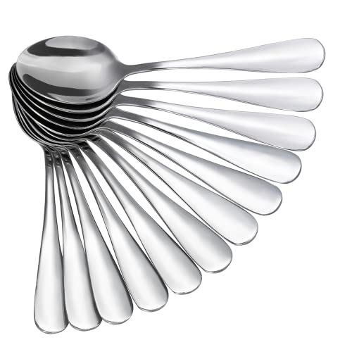 Anpro Lot de 12 Pcs Cuillères à Dessert en Acier Inoxydable, Petites Cuillères pour Prendre du thé, café, Gâteau - 13.7CM de Longueur