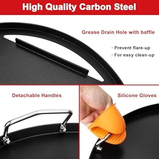 Full Size Griddle Inserts for Big Green Egg Large, Flat Top Griddle for Vision VGKSS-CC2 B-11N1A1-Y2A, Grill Cooking Griddles Kamado Joe Classic I II III 18" Charcoal Grill and Smoker