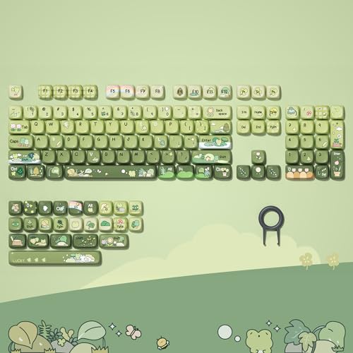 Image of dagaladoo PBT Keyboard keycaps Ceramic Style,Matcha Green moa keycaps