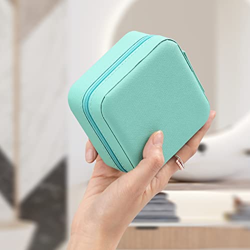 Xzuz Small Travel Jewelry Box With Mirror, Portable Jewelry Organizer Display Storage Box For Earrings Rings Necklaces, Jewelry Ase For Female Girls (Blue) 1Pc #TOP5