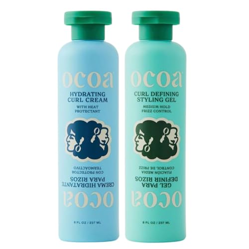 Image of OCOA Curl Cream & Styling Gel Bundle - Hydrate, Define, & Protect Curls - Made with Hibiscus, Mango Butter, Flaxseed, and Marula Oil - Frizz-Free, Long-Lasting, Soft & Touchable Finish - 8oz