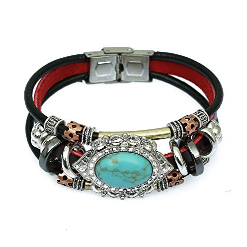 Leather Bracelets for Women Multilayer Bracelets for Women with Genuine Leather Layered Bracelets Boho/Bohemia Style Jewelry for Men and Woman