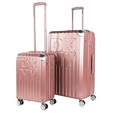 DKNY - Juego de Maletas de Viaje rígidas con Ruedas 360 y Cierre Seguro para Cabina y facturación y, Rosa