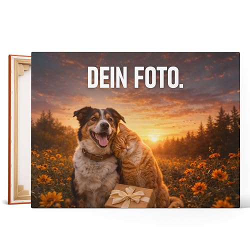 posterlux Leinwand personalisiert 30x20 cm Handbespannt auf echtem Keilrahmen Dein Foto als Wandbild Premium Leinwanddruck Made in Germany