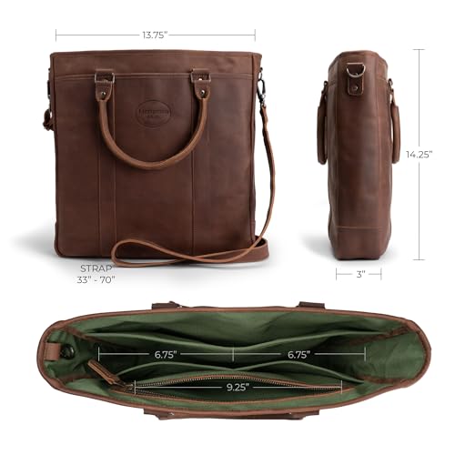 Image of Littlefield & Co., Vertical Briefcase & Laptop Carrier, Easy Access Bag for Work, Travel and Wekend Getaways, Handmade, Bourbon Brown