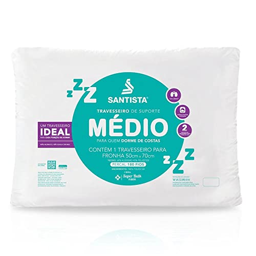 Travesseiro Antialérgico Suporte Medio Pop Santista - Único - Branco