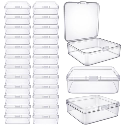 Image of 24 Pieces Plastic Bead Organizers and Storage, Clear Versatile Container Box for Crafts, Beads, Hardware, Keys, Pills Storage (2.95 x 2.95 x 0.98 Inch)